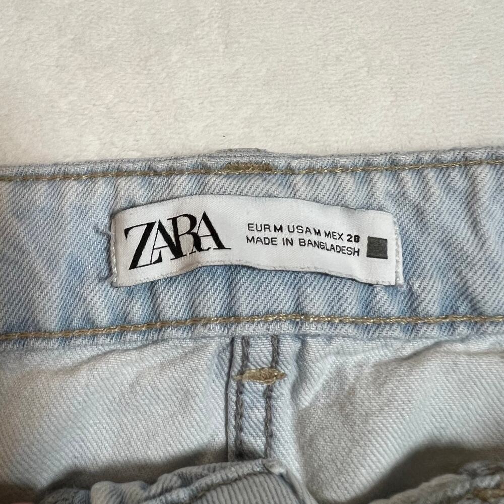 Zara Denim Mini Skirt w/ Raw Hem Size M Casual Festival Y2K Summer Cotton 90s - Picture 4 of 10